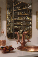 Handmade Moroccan Brass Bathroom Set Pack – Copper Sink, Brass Mirror, Faucet & Wall Lamp | Luxury Vanity Bundle