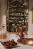 Handmade Moroccan Brass Bathroom Set Pack – Copper Sink, Brass Mirror, Faucet & Wall Lamp | Luxury Vanity Bundle