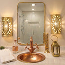 Handmade Moroccan Brass Bathroom Set Pack – Copper Sink, Brass Mirror, Faucet & Wall Lamp | Luxury Vanity Bundle
