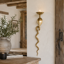 Brass Snake Wall Sconce Candle Holder, Gold Serpent Wall Decor, Luxury Gothic Boho Candle Sconce