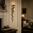 Brass Snake Wall Sconce Candle Holder, Gold Serpent Wall Decor, Luxury Gothic Boho Candle Sconce