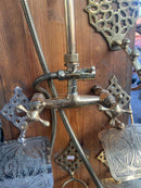 Moroccan Brass Shower Set, Handmade Gold Hammam Rain Shower with Handheld Sprayer, Exposed Mixer Tap for Riad Bathroom Decor