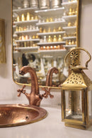 Handmade Moroccan Brass Bathroom Set Pack – Copper Sink, Brass Mirror, Faucet & Wall Lamp | Luxury Vanity Bundle