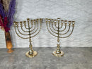Handmade Moroccan Brass Menorah – 9 Branch Hanukkiah, Judaica Decor