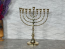Handmade Moroccan Brass Menorah – 9 Branch Hanukkiah, Judaica Decor