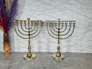 Handmade Moroccan Brass Menorah – 9 Branch Hanukkiah, Judaica Decor