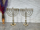Handmade Moroccan Brass Menorah – 9 Branch Hanukkiah, Judaica Decor