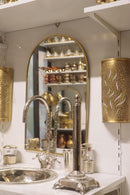 Moroccan Brass Bathroom Set, Oval Mirror Drop In Sink Faucet Wall Lamp Pack, Handmade Gold Vanity Bath Decor Set