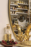 Moroccan Brass Bathroom Set, Oval Mirror Rectangular Sink Faucet Wall Lamp Pack, Handmade Gold Vanity Bath Decor Set