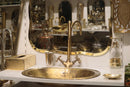 Moroccan Brass Bathroom Set, Square Mirror Oval Sink Faucet Wall Lamp Pack, Gold Vanity Bundle, Handmade Luxury Bath Decor Set