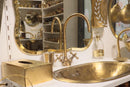 Moroccan Brass Bathroom Set, Square Mirror Oval Sink Faucet Wall Lamp Pack, Gold Vanity Bundle, Handmade Luxury Bath Decor Set