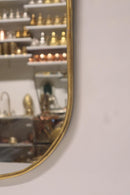 Handmade Moroccan Brass Oval Mirror, Arched Gold Frame