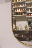 Handmade Moroccan Brass Oval Mirror, Arched Gold Frame
