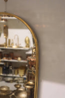 Handmade Moroccan Brass Oval Mirror, Arched Gold Frame