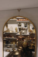 Handmade Moroccan Brass Oval Mirror, Arched Gold Frame