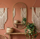 Handmade Moroccan Brass Oval Mirror, Arched Gold Frame