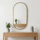 Handmade Moroccan Brass Oval Mirror, Arched Gold Frame