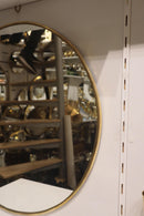 Handmade Moroccan Brass Round Mirror, Modern Minimalist Gold Wall Decor