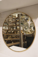 Handmade Moroccan Brass Round Mirror, Modern Minimalist Gold Wall Decor