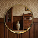 Handmade Moroccan Brass Round Mirror, Gold Wall Circle, Minimalist Modern Entryway Vanity