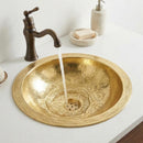 Handmade Moroccan Brass Vessel Sink – Hammered Gold, Engraved Rim