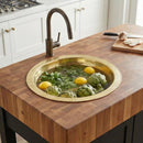 Handmade Moroccan Brass Vessel Sink – Hammered Gold, Engraved Rim