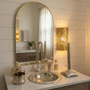 Moroccan Brass Bathroom Set, Oval Mirror Drop In Sink Faucet Wall Lamp Pack, Handmade Gold Vanity Bath Decor Set