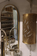 Moroccan Brass Bathroom Set, Oval Mirror Drop In Sink Faucet Wall Lamp Pack, Handmade Gold Vanity Bath Decor Set