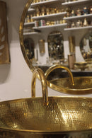 Moroccan Brass Bathroom Set, Gold Sink Faucet Mirror Wall Lights Pack, Handmade Vanity Bundle, Luxury Brass Bath Decor Set