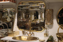 Moroccan Brass Bathroom Set, Square Mirror Oval Sink Faucet Wall Lamp Pack, Gold Vanity Bundle, Handmade Luxury Bath Decor Set