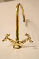 Handmade Solid Brass Moroccan Faucet: Vintage Cross Handle Sink Tap