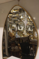 Handmade Moroccan Brass Mirror, Asymmetrical Oval, Modern Vanity Decor
