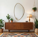 Handmade Moroccan Brass Mirror, Asymmetrical Oval, Modern Vanity Decor