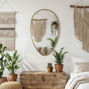 Handmade Moroccan Brass Teardrop Wall Mirror, Gold Boho Decor