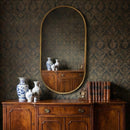 Handmade Moroccan Brass Oval Mirror, Arched Gold Frame