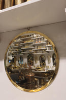 Handmade Moroccan Brass Round Mirror, Gold Wall Circle, Minimalist Modern Entryway Vanity