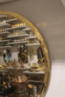 Handmade Moroccan Brass Round Mirror, Gold Wall Circle, Minimalist Modern Entryway Vanity