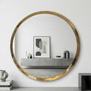 Handmade Moroccan Brass Round Mirror, Gold Wall Circle, Minimalist Modern Entryway Vanity