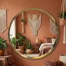 Handmade Moroccan Brass Round Mirror, Gold Wall Circle, Minimalist Modern Entryway Vanity