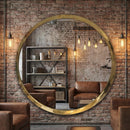 Handmade Moroccan Brass Round Mirror, Gold Wall Circle, Minimalist Modern Entryway Vanity
