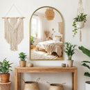Handmade Arched Brass Mirror, Gold Wall Decor, Boho Entryway Vanity Mirror
