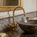 Moroccan Brass Faucet | Aged Gooseneck Bridge Tap with Cross Handles