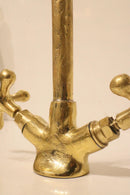 Moroccan Brass Faucet | Aged Gooseneck Bridge Tap with Cross Handles