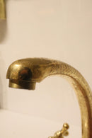 Handmade Brass Gooseneck Faucet – Moroccan Vintage Cross Handle Bathroom Sink Tap