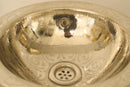 Handmade Moroccan Brass Sink, Silver Vessel Basin, Engraved Metal Countertop
