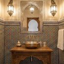 Handmade Moroccan Brass Sink, Silver Vessel Basin, Engraved Metal Countertop