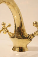 Moroccan Brass Faucet – Aged Cross Handle Tap for Bathroom Kitchen