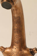 Engraved Aged Brass Faucet – Moroccan Style Cross Handle Mixer Tap