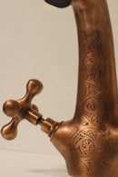Engraved Aged Brass Faucet – Moroccan Style Cross Handle Mixer Tap
