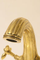 Handmade Moroccan Brass Faucet | Aged Gold Vintage Bathroom Tap, Cross Handle Mixer